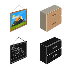 Vector design of bedroom and room logo. Set of bedroom and furniture stock vector illustration.