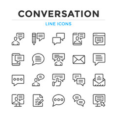 Conversation line icons set. Modern outline elements, graphic design concepts, simple symbols collection. Vector line icons