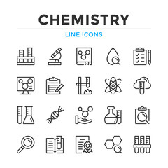 Chemistry line icons set. Modern outline elements, graphic design concepts, simple symbols collection. Vector line icons