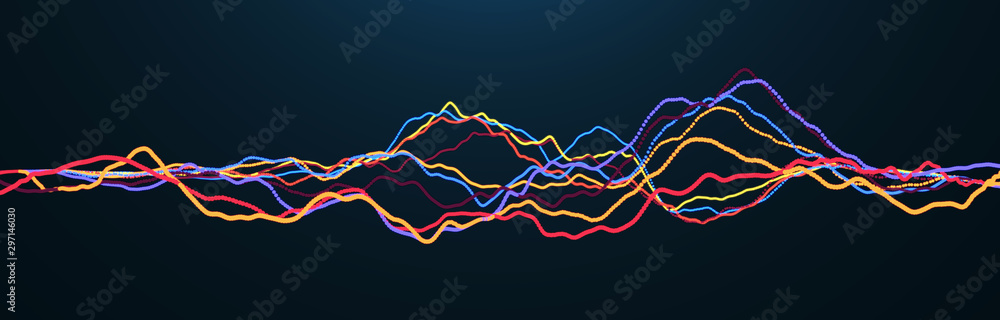 Poster sound wave element. abstract blue digital equalizer. big data visualization. dynamic light flow. 3d 