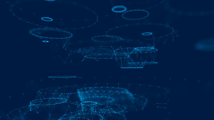 Futuristic technology style. Sphere particles. Plexus effect.