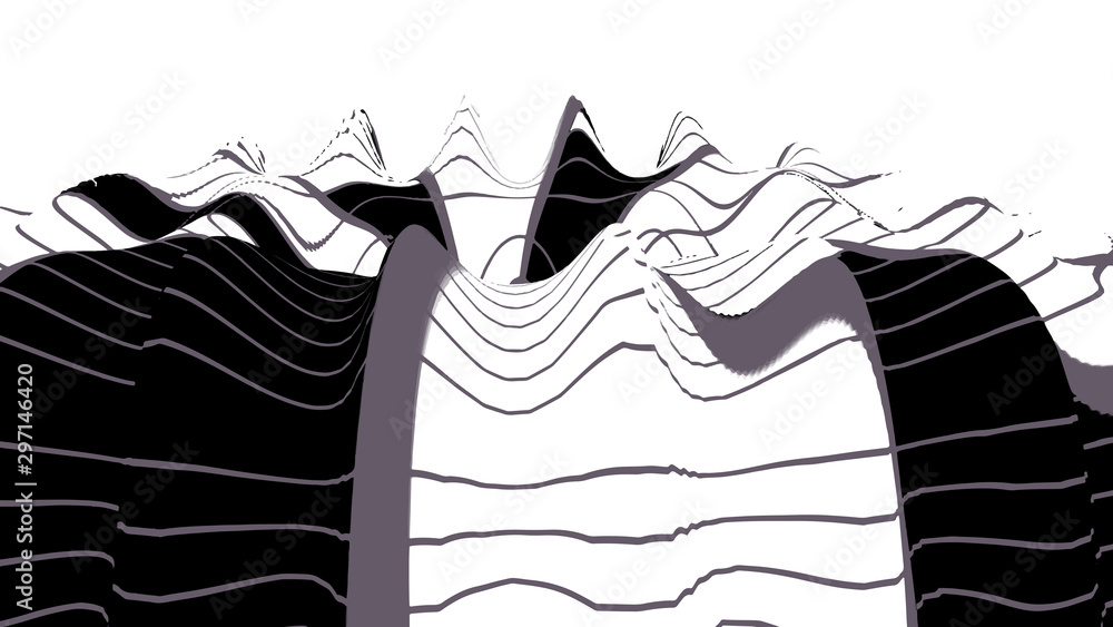 Aufkleber optical illusion wave. abstract 3d black and white illusions. horizontal lines stripes pattern or ba