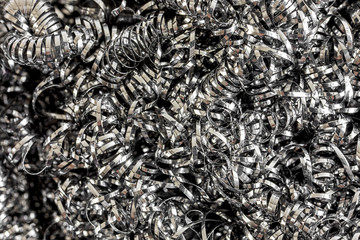 stainless steele sponge closeup of steel shavings