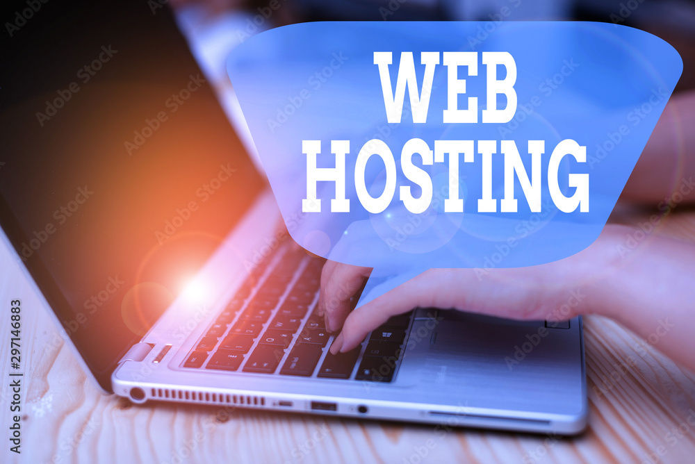 Aufkleber conceptual hand writing showing web hosting. concept meaning the activity of providing storage space