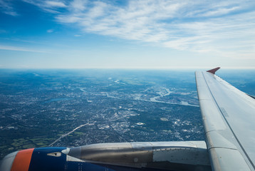 In an airliner over Hamburg.