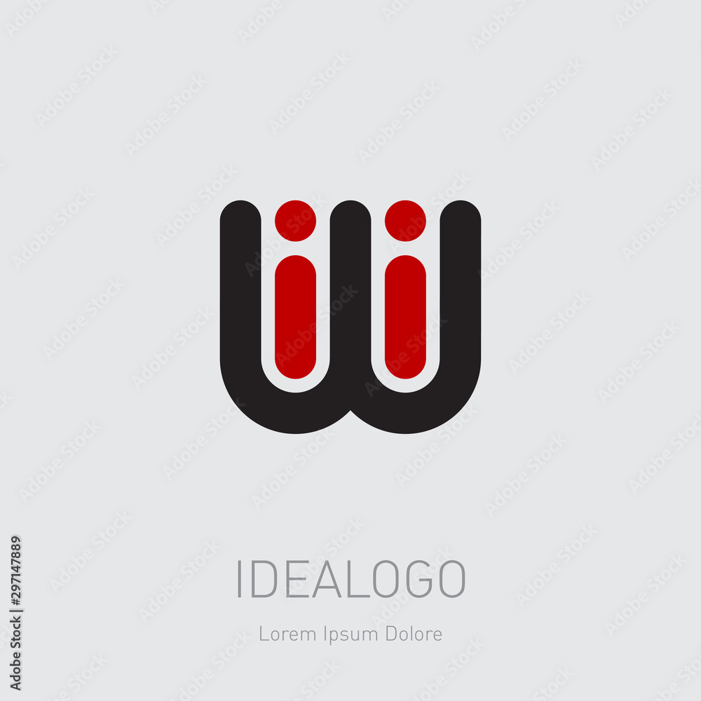 Poster iwi - vector design element or icon. initial monogram logotype. w and i logo.