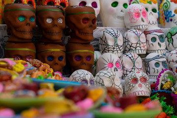 Fototapeta na wymiar Dia de muertos, fiestas y tradiciones de Mexico.