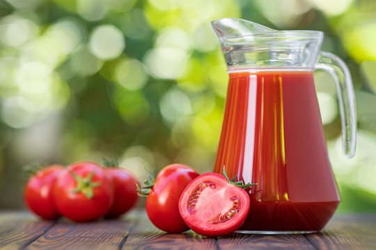 tomato juice in glass jug