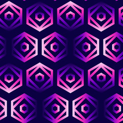 Abstract seamless pattern. Neon geometric shapes abstract vector wallpaper. Tribal oriental background.