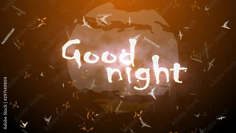 Poster luminous and shimmering haze inside the letters of the common expression good night.