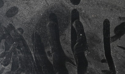 Dust on black metal background and texture