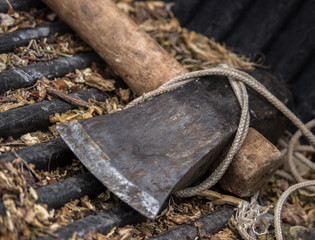 Axe in a truck bed