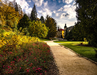 Old natural park in Czech republic with nice clouds on the blueb sky