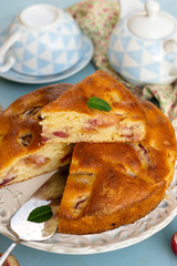 Sweet homemade fruit cake with fresh Sweet homemade fruit cake with fresh nectarines