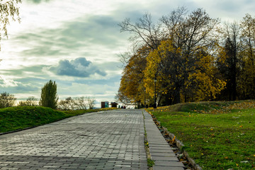 autumn Sunny day view of the city of Moscow in Kolomenskoye Park