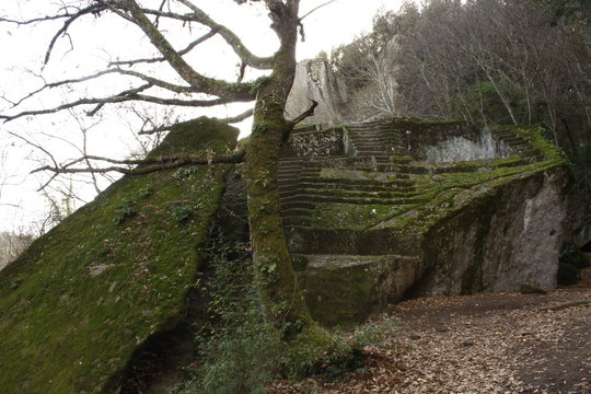 Ancient Etruscan Pyramid in Bomarzo, Lazio, Italia