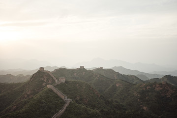 Fototapeta na wymiar The Great Wall of China at dusk. Jinshanling section in Hebei Province, near Beijing.