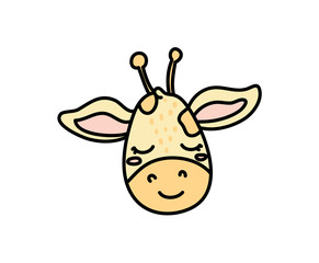 Cute giraffe hand drawn vector character icon © levinanas