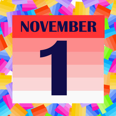 November 1 icon. For planning important day. Banner for holidays and special days. Illustration.