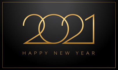 Luxury 2021 Happy New Year elegant design - vector illustration of golden 2021 logo numbers on black background