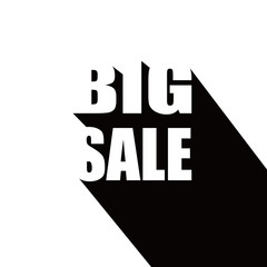 Big sale text in white banner with black shadow. Flat design