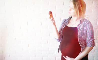 Pregnant young beautiful girl on the ninth month