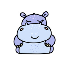 Cute hippopotamus hand drawn vector character © levinanas
