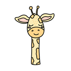 Cute giraffe hand drawn vector character