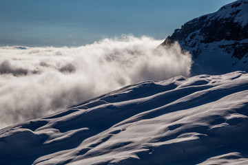 High in the mountains above the clouds