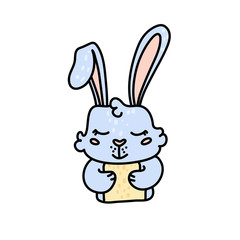 Cute baby hare hand drawn vector character