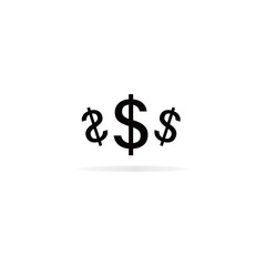 Fototapeta premium Dollars Symbol icon. Monochrome Dollar Symbol icon illustration and white background.