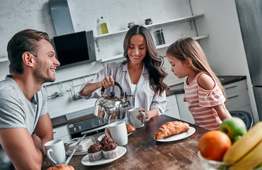 Family in kitchen