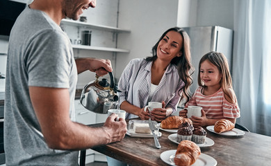 Family in kitchen