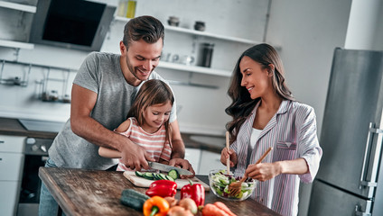 Family in kitchen