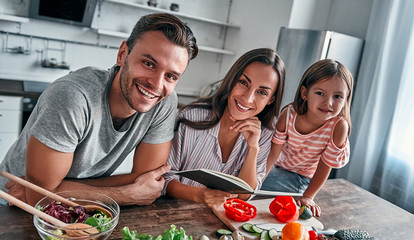 Family in kitchen