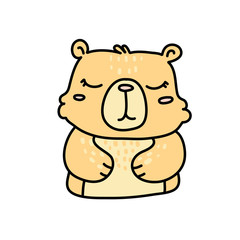 Cute baby bear hand drawn vector character