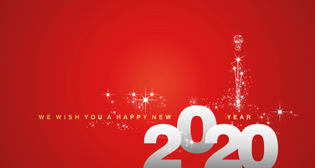 We wish you a Happy New Year 2020 silver red greeting card