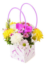 Bouquet of colorful spring flowers isolated on a white background
