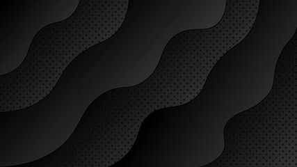 Abstract modern background . paper art style . black forms and waves. Gradient abstract banner. vector image . 3d rendering .