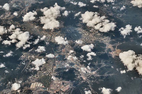 City In China View From A Plane Flying Above