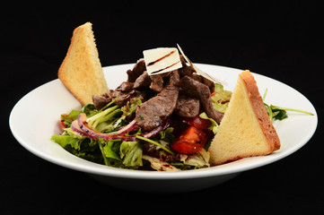 salad with meat and vegetables