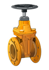 Industry metallic pipes and valve vector illustration