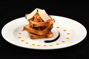 stack of sandwich with syrup