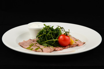 Ham salad on plate