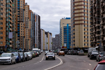 European Avenue Kudrovo, a new district under construction in St. Petersburg, Russia.