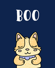 Cute baby fox hand drawn vector character