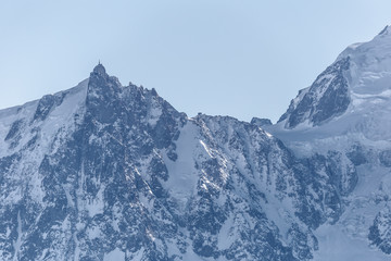peak of Aiguille du Midi above Chamonix
