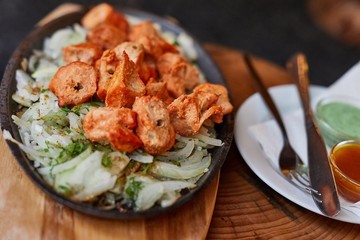 Indian food chicken tikka dish served in a restaurant