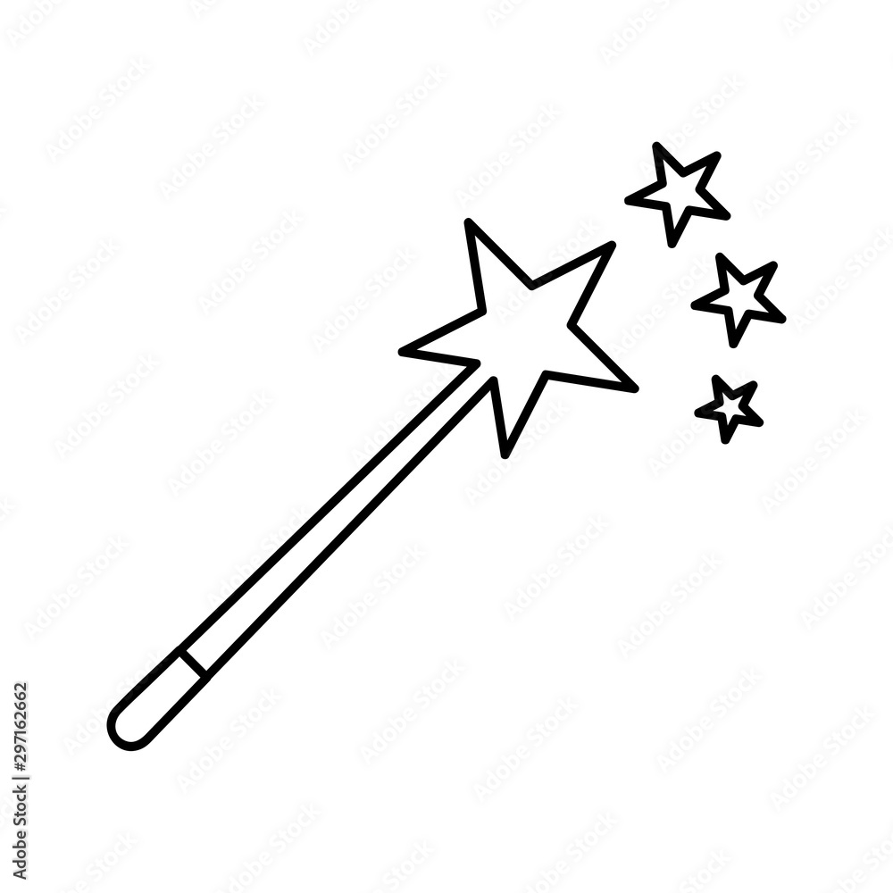 Poster magic wand outline icon. linear style sign for mobile concept and web design. fairy wand simple line