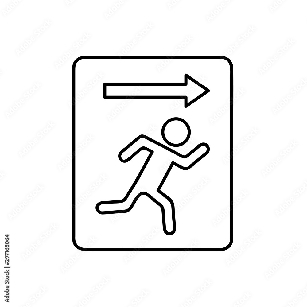 Aufkleber exit icon, fire alarm emergency exit lightning vector icon